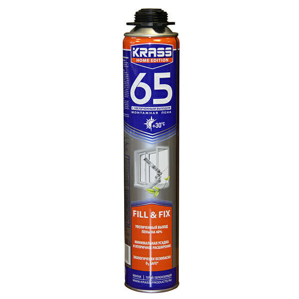 Пена монтажная KRASS Home Edition 65 с увеличенным выходом 0,84л