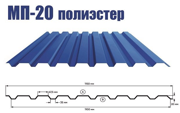 Профнастил МП-20 окрашенный. Покрытие полиэстер Профнастил МП-20 окрашенный. Покрытие полиэстер